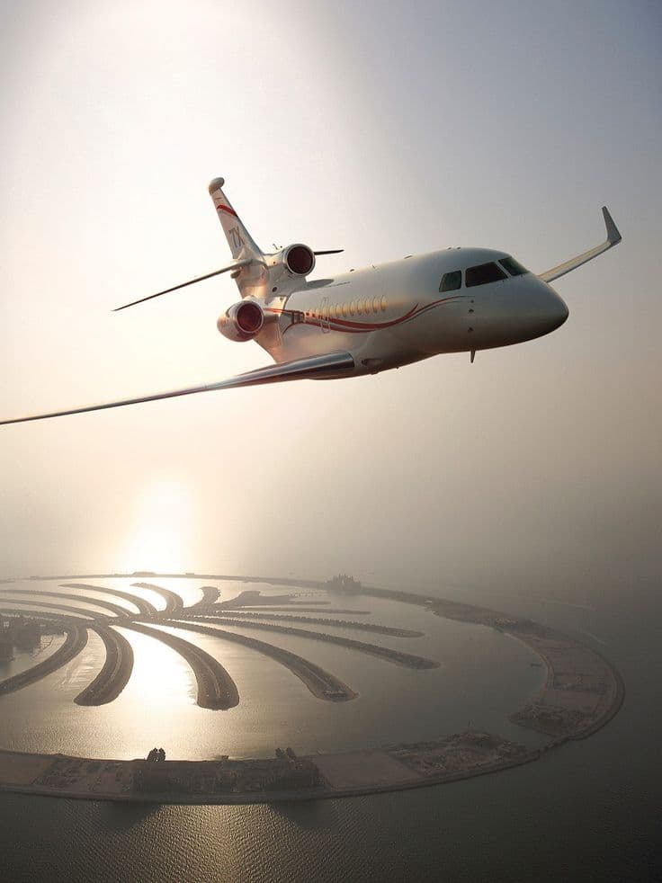 Business jet cabin with table